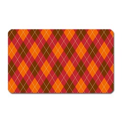 Argyle Pattern Background Wallpaper In Brown Orange And Red Magnet (rectangular)