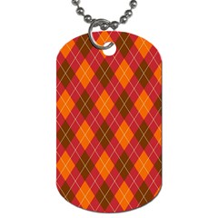 Argyle Pattern Background Wallpaper In Brown Orange And Red Dog Tag (two Sides) by Simbadda