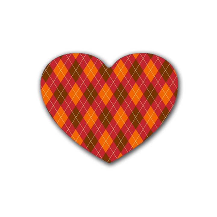 Argyle Pattern Background Wallpaper In Brown Orange And Red Heart Coaster (4 pack) 