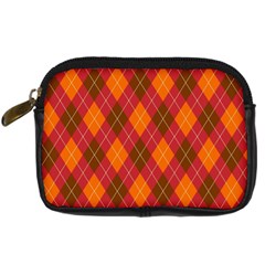 Argyle Pattern Background Wallpaper In Brown Orange And Red Digital Camera Cases by Simbadda