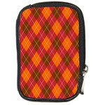 Argyle Pattern Background Wallpaper In Brown Orange And Red Compact Camera Cases Front