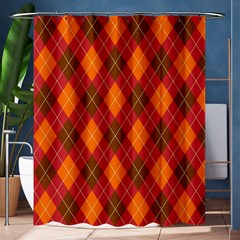 Argyle Pattern Background Wallpaper In Brown Orange And Red Shower Curtain 60  X 72  (medium)  by Simbadda