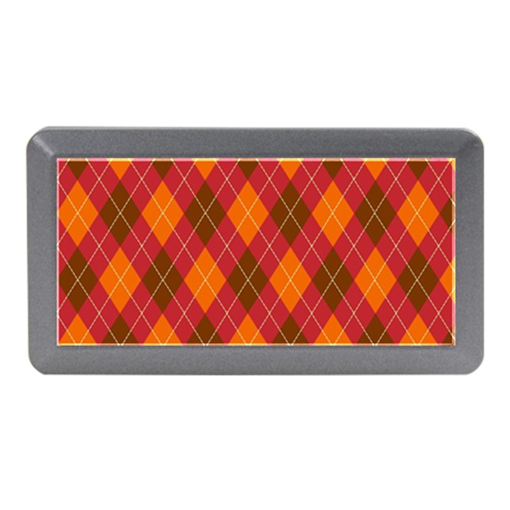 Argyle Pattern Background Wallpaper In Brown Orange And Red Memory Card Reader (Mini)