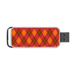 Argyle Pattern Background Wallpaper In Brown Orange And Red Portable Usb Flash (two Sides) by Simbadda