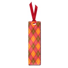 Argyle Pattern Background Wallpaper In Brown Orange And Red Small Book Marks by Simbadda