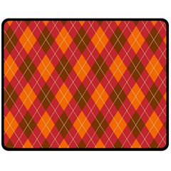 Argyle Pattern Background Wallpaper In Brown Orange And Red Double Sided Fleece Blanket (medium)  by Simbadda