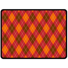 Argyle Pattern Background Wallpaper In Brown Orange And Red Double Sided Fleece Blanket (large) 