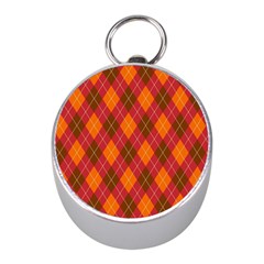 Argyle Pattern Background Wallpaper In Brown Orange And Red Mini Silver Compasses