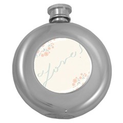 Love Card Flowers Round Hip Flask (5 Oz) by Simbadda