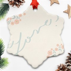 Love Card Flowers Snowflake Ornament (two Sides)