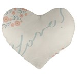 Love Card Flowers Large 19  Premium Flano Heart Shape Cushions Front