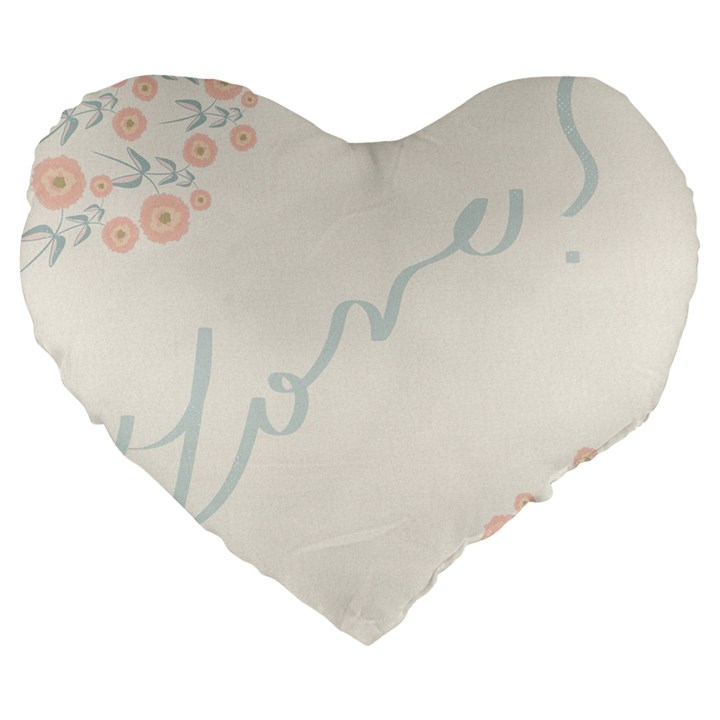 Love Card Flowers Large 19  Premium Flano Heart Shape Cushions