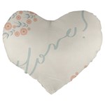 Love Card Flowers Large 19  Premium Flano Heart Shape Cushions Back