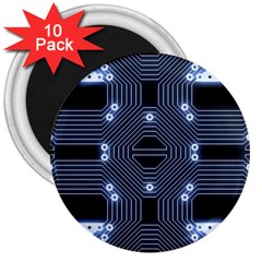 A Completely Seamless Tile Able Techy Circuit Background 3  Magnets (10 Pack)  by Simbadda