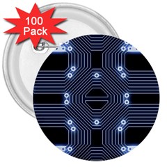 A Completely Seamless Tile Able Techy Circuit Background 3  Buttons (100 Pack)  by Simbadda