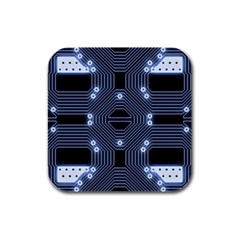 A Completely Seamless Tile Able Techy Circuit Background Rubber Square Coaster (4 Pack)  by Simbadda