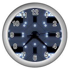 A Completely Seamless Tile Able Techy Circuit Background Wall Clocks (silver)  by Simbadda