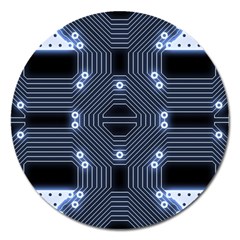 A Completely Seamless Tile Able Techy Circuit Background Magnet 5  (round) by Simbadda