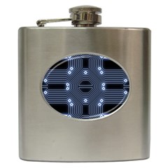 A Completely Seamless Tile Able Techy Circuit Background Hip Flask (6 Oz) by Simbadda