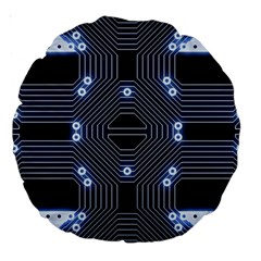 A Completely Seamless Tile Able Techy Circuit Background Large 18  Premium Round Cushions by Simbadda