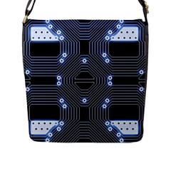 A Completely Seamless Tile Able Techy Circuit Background Flap Messenger Bag (l)  by Simbadda