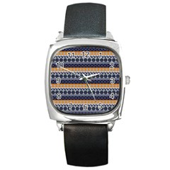 Seamless Abstract Elegant Background Pattern Square Metal Watch by Simbadda