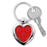 Geometric Circles Seamless Pattern On Red Background Key Chains (Heart)  Front