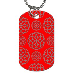 Geometric Circles Seamless Pattern On Red Background Dog Tag (one Side) by Simbadda