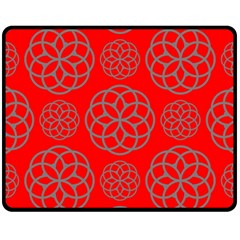 Geometric Circles Seamless Pattern On Red Background Fleece Blanket (medium) 