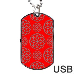 Geometric Circles Seamless Pattern On Red Background Dog Tag Usb Flash (two Sides)