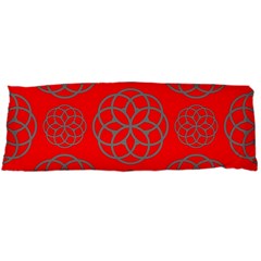 Geometric Circles Seamless Pattern On Red Background Body Pillow Case (dakimakura)