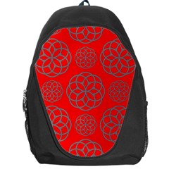 Geometric Circles Seamless Pattern On Red Background Backpack Bag by Simbadda