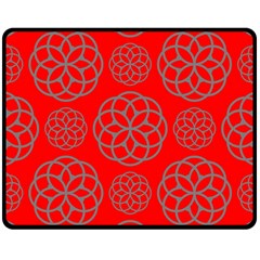 Geometric Circles Seamless Pattern On Red Background Double Sided Fleece Blanket (medium) 