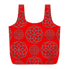 Geometric Circles Seamless Pattern On Red Background Full Print Recycle Bags (l)  by Simbadda