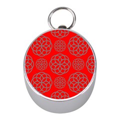 Geometric Circles Seamless Pattern On Red Background Mini Silver Compasses by Simbadda