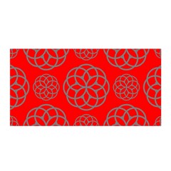 Geometric Circles Seamless Pattern On Red Background Satin Wrap