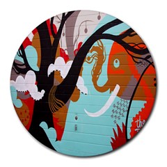 Colorful Graffiti In Amsterdam Round Mousepads by Simbadda