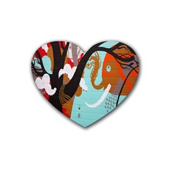 Colorful Graffiti In Amsterdam Rubber Coaster (heart)  by Simbadda