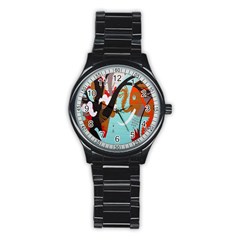 Colorful Graffiti In Amsterdam Stainless Steel Round Watch by Simbadda