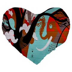 Colorful Graffiti In Amsterdam Large 19  Premium Flano Heart Shape Cushions