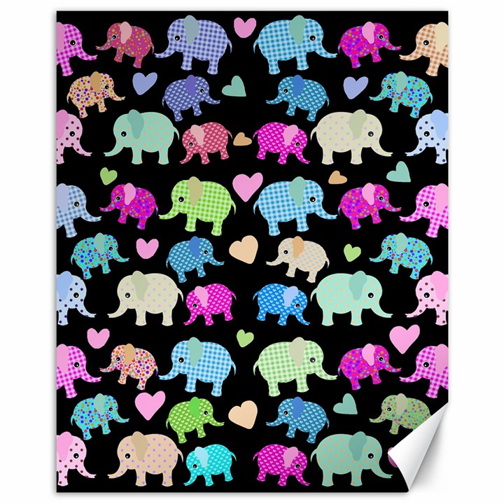 Cute elephants  Canvas 11  x 14  