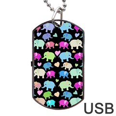 Cute Elephants  Dog Tag Usb Flash (one Side)