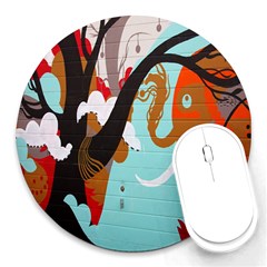 Colorful Graffiti In Amsterdam Round Mousepads by Simbadda