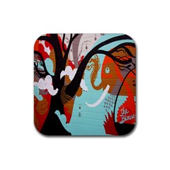 Colorful Graffiti In Amsterdam Rubber Coaster (square)  by Simbadda