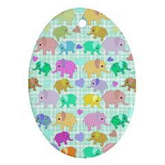 Cute Elephants  Ornament (oval) by Valentinaart