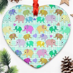 Cute Elephants  Ornament (heart) by Valentinaart