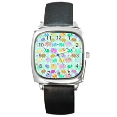 Cute Elephants  Square Metal Watch by Valentinaart