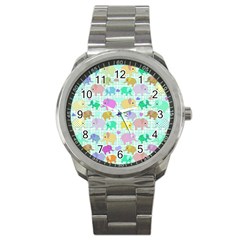 Cute Elephants  Sport Metal Watch by Valentinaart