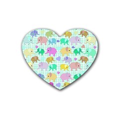 Cute Elephants  Rubber Coaster (heart)  by Valentinaart