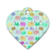 Cute Elephants  Dog Tag Heart (one Side) by Valentinaart